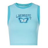 Umighty Butterfly print Sleeveless Crop Top